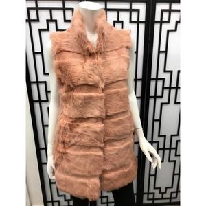 PINK GENUINE REAL REX RABBIT FUR VEST -Brand New
